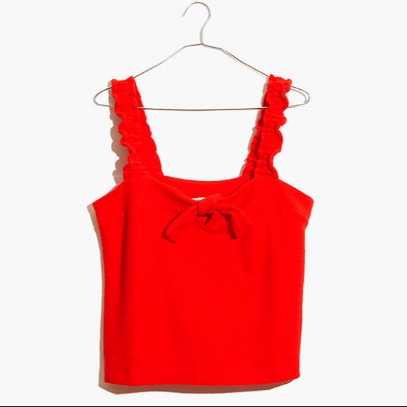 Madewell Tops - NWT Madewell Small Red Tank Top with Bow